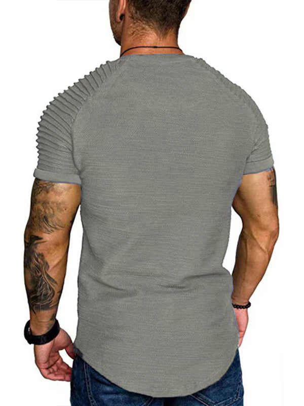 Men's Short Sleeve Muscle Fitted Gym Workout Athletic Tee