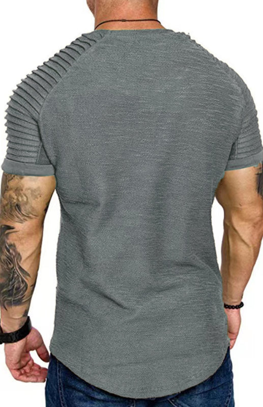 Men's Short Sleeve Muscle Fitted Gym Workout Athletic Tee