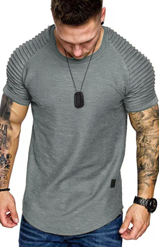 Men's Short Sleeve Muscle Fitted Gym Workout Athletic Tee