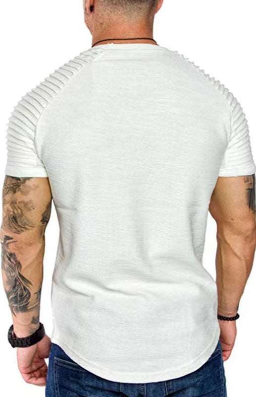 Men's Short Sleeve Muscle Fitted Gym Workout Athletic Tee
