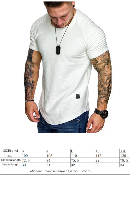 Men's Short Sleeve Muscle Fitted Gym Workout Athletic Tee