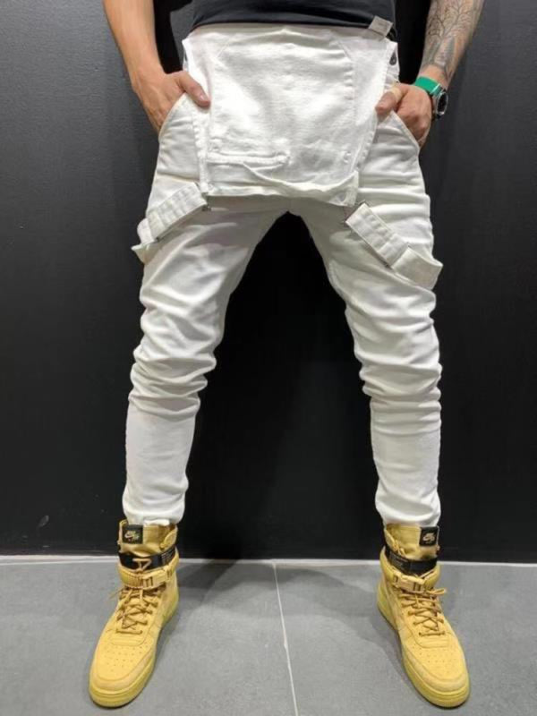 Slim fit men's suspender jeans