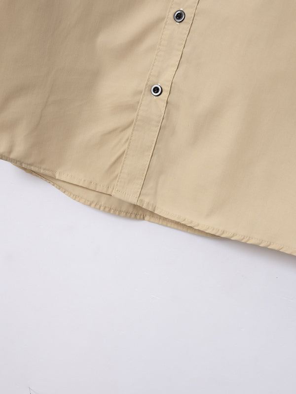 Men's Color Block Business Slim Casual Long Sleeve Shirt