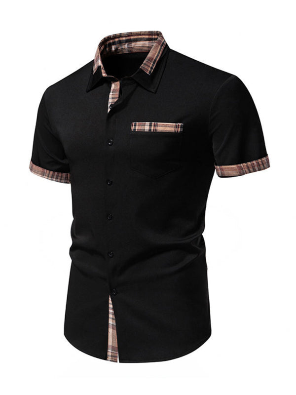 Men's Casual Buttoned Plaid Short Sleeve Shirt