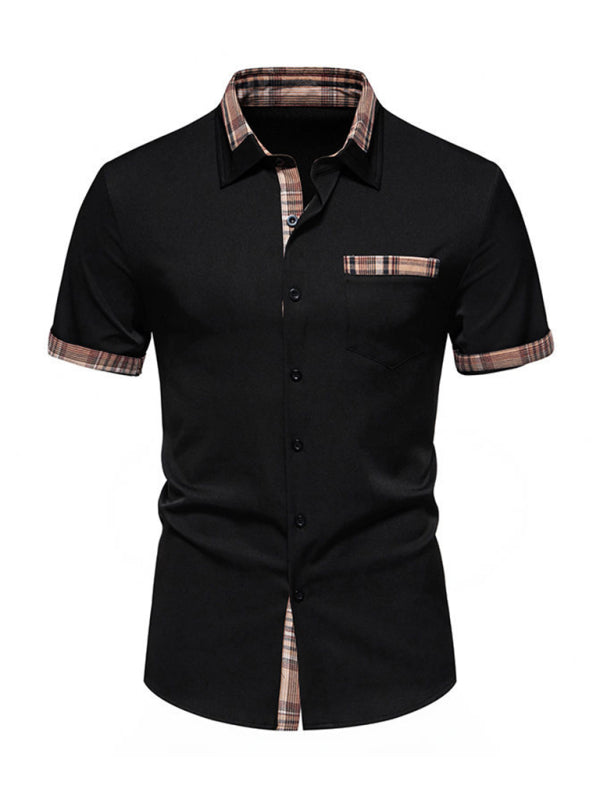 Men's Casual Buttoned Plaid Short Sleeve Shirt