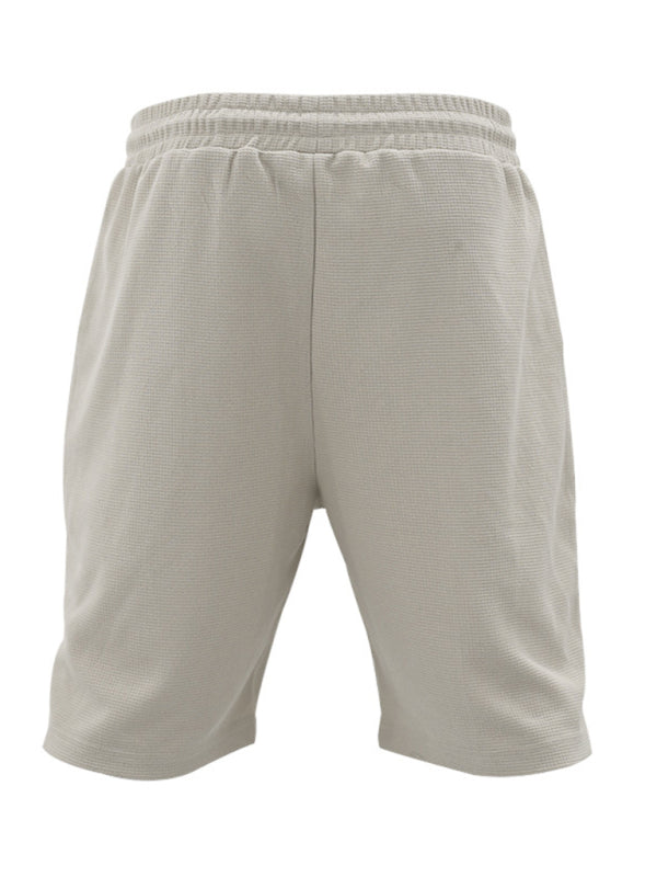 Men's new casual solid color shorts short-sleeve suit
