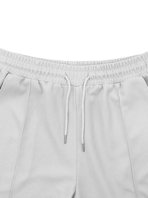 Men's new casual solid color shorts short-sleeve suit