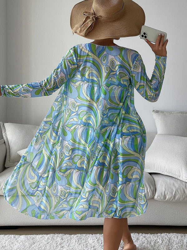 Split three-piece high waist long-sleeved ins blouse drawstring swimwear