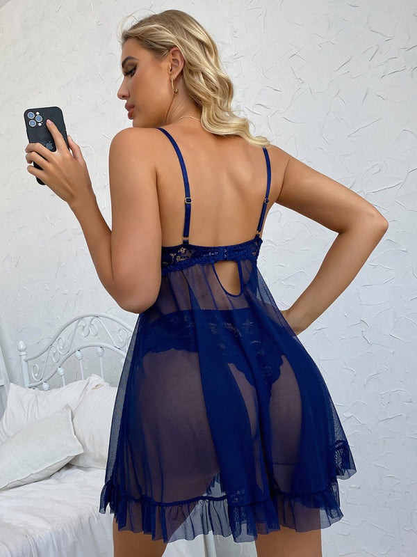 Women's sexy V-neck lace suspender lingerie sets