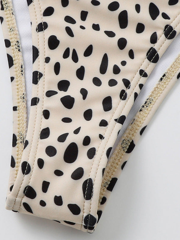 New long-sleeved mesh jacket three-piece leopard print sexy bikini swimsuit