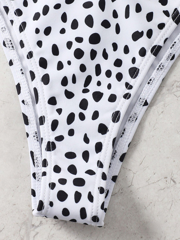 New long-sleeved mesh jacket three-piece leopard print sexy bikini swimsuit