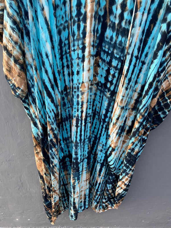 Beach Cover-Up Rayon Tie-Dye Graphic Print Cardigan