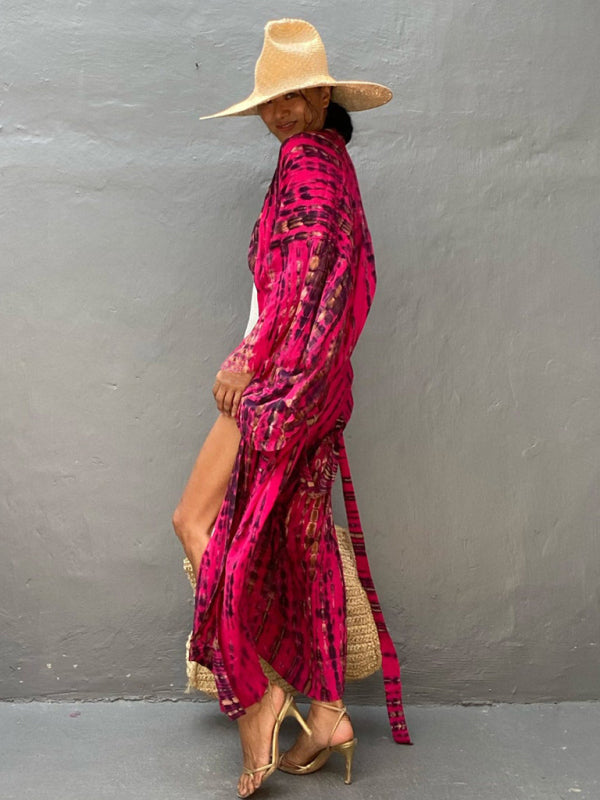 Beach Tie Dye Graphic Print Cover Up
