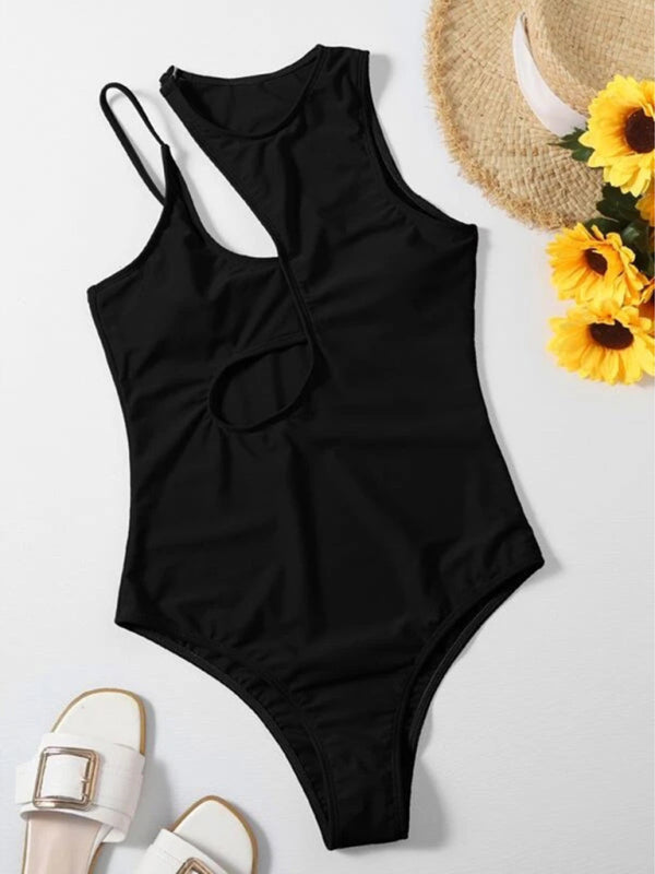 Women multicolor one shoulder sexy swimsuit