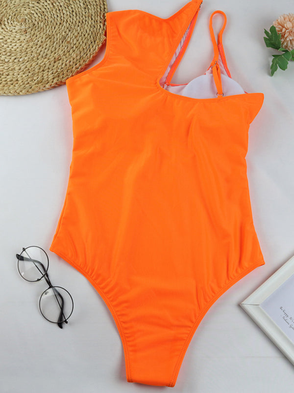 Women multicolor one shoulder sexy swimsuit