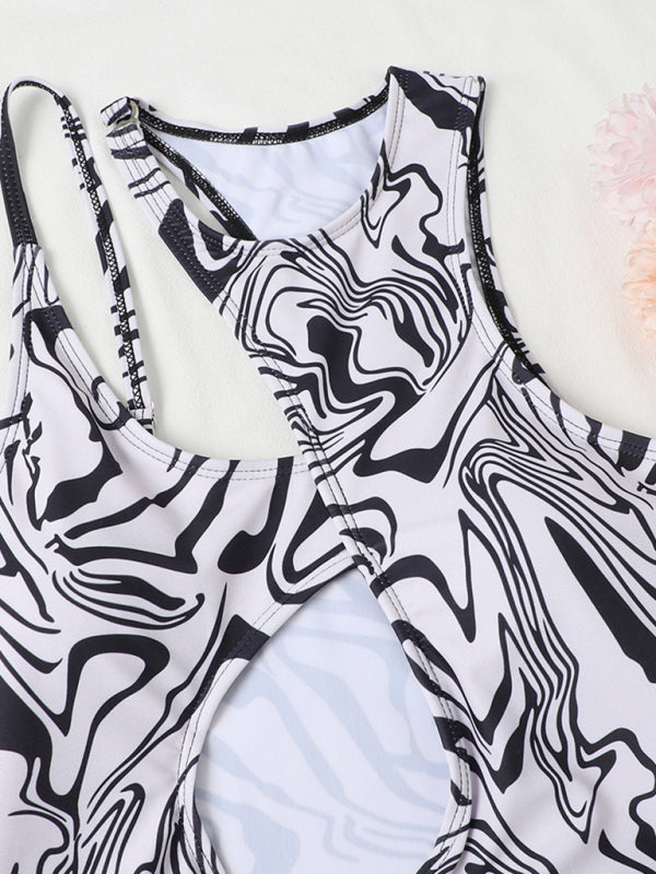 Women multicolor one shoulder sexy swimsuit