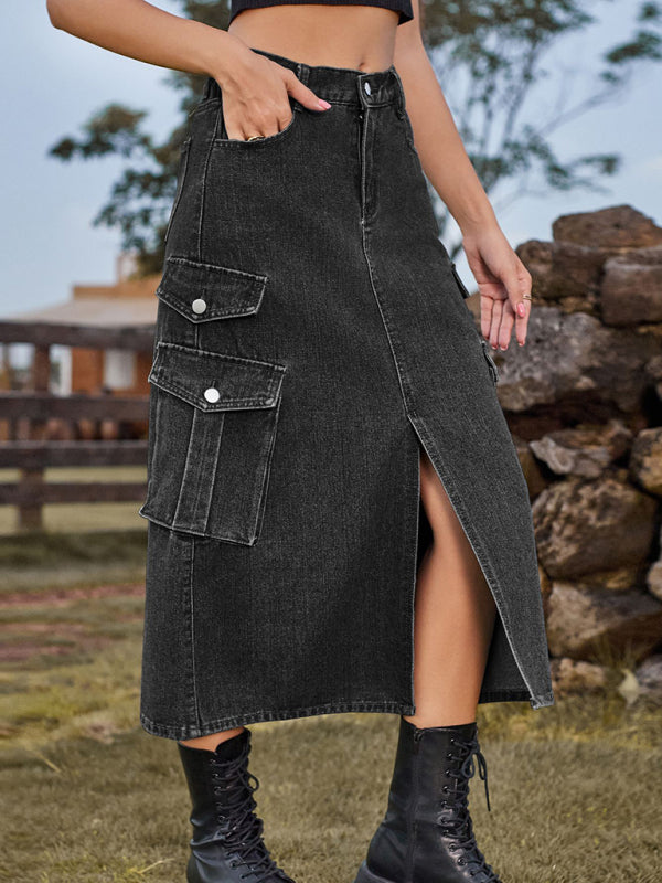 Elastic Waist Denim Casual Skirt