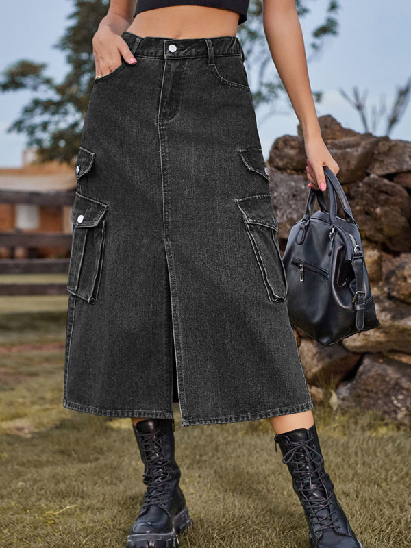 Elastic Waist Denim Casual Skirt