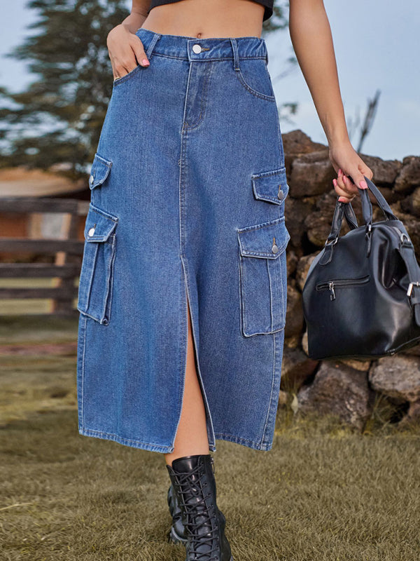 Elastic Waist Denim Casual Skirt
