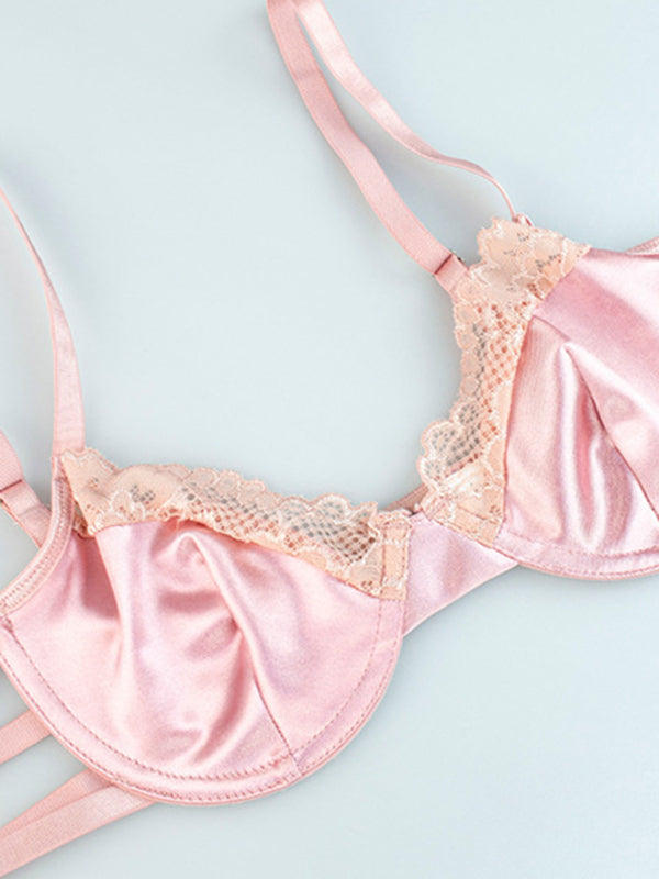 New sexy lingerie four-piece set, high-end sexy lingerie set, (with bra garter belt)