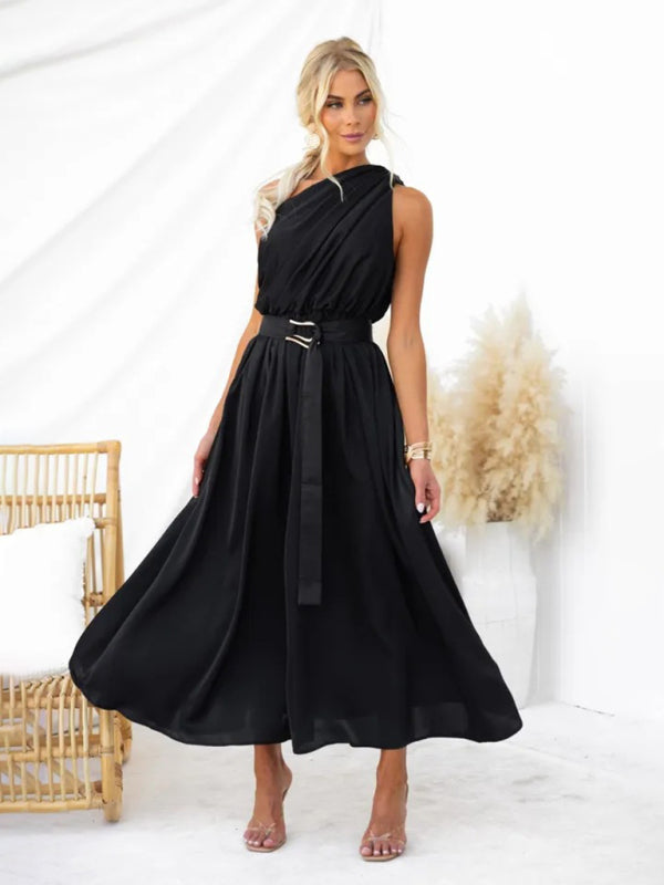 Women's One Shoulder Slim Waist Dress