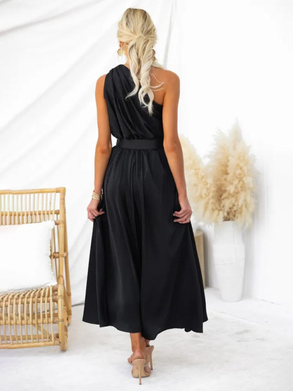 Women's One Shoulder Slim Waist Dress
