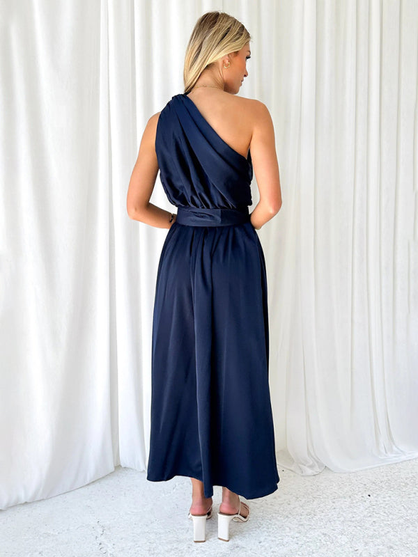 Women's One Shoulder Slim Waist Dress