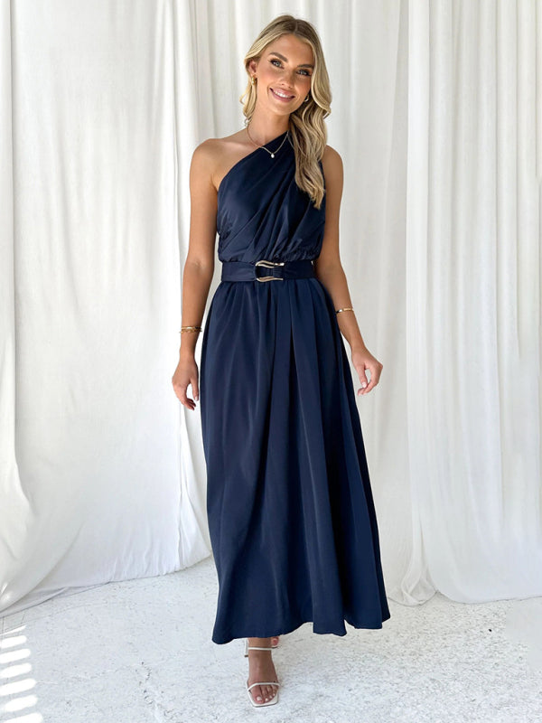 Women's One Shoulder Slim Waist Dress