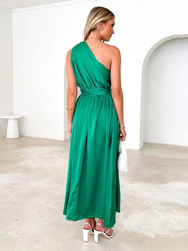 Women's One Shoulder Slim Waist Dress