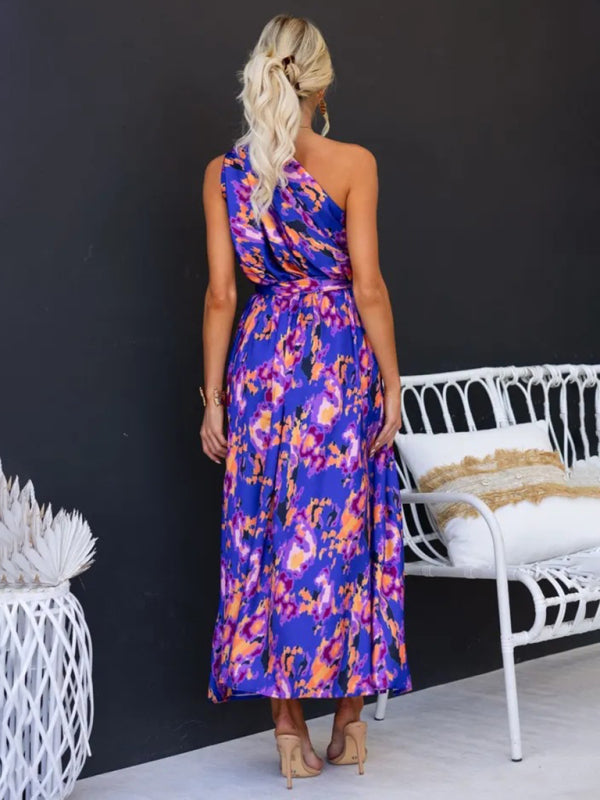 Women's One Shoulder Slim Waist Dress
