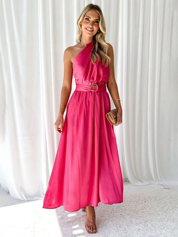 Women's One Shoulder Slim Waist Dress