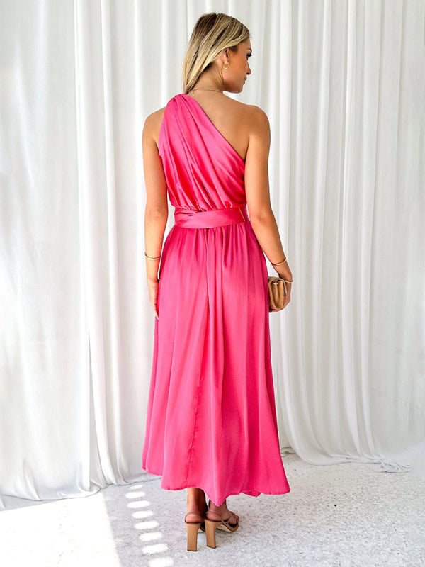 Women's One Shoulder Slim Waist Dress