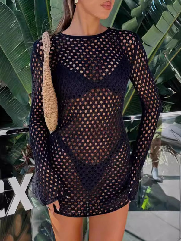 Knitted beach sexy backless cover-up dress