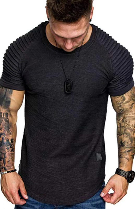 Men's Short Sleeve Muscle Fitted Gym Workout Athletic Tee