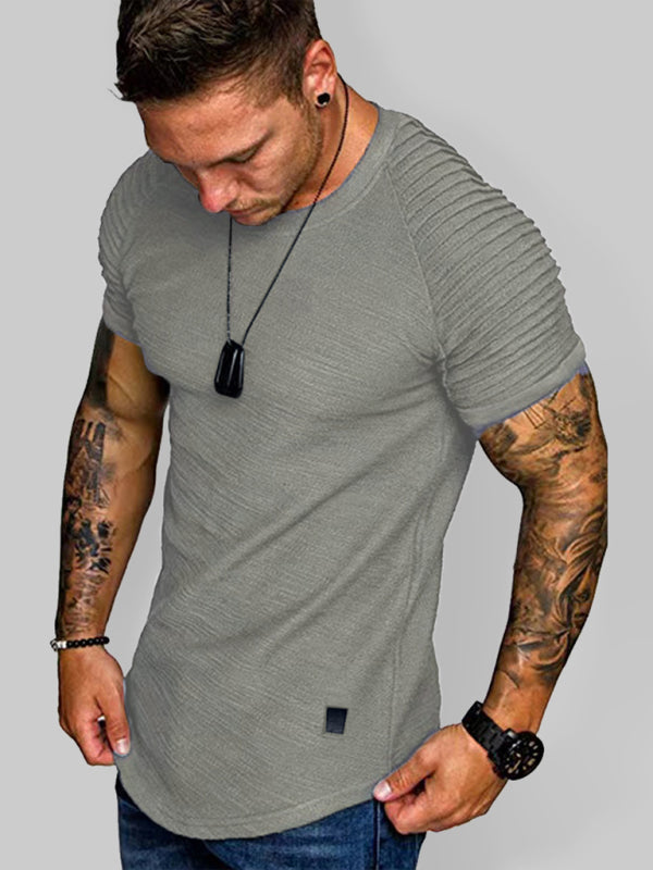 Men's Short Sleeve Muscle Fitted Gym Workout Athletic Tee