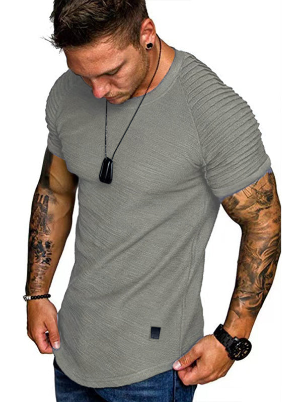 Men's Short Sleeve Muscle Fitted Gym Workout Athletic Tee