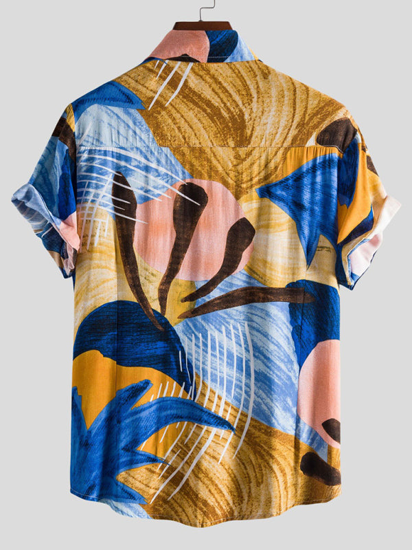 Vacation Floral Men's Casual Short Sleeve Floral Shirt