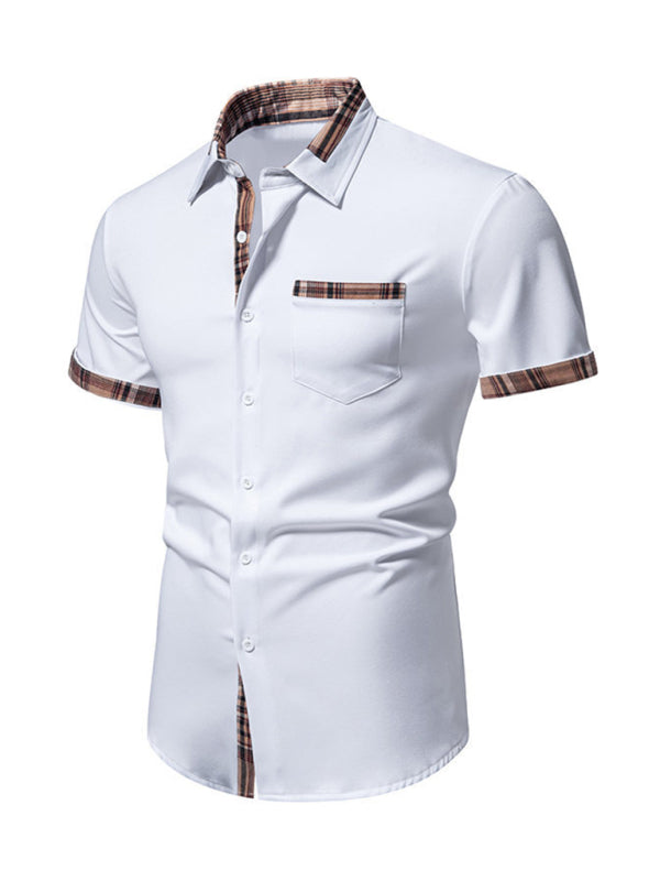 Men's Casual Buttoned Plaid Short Sleeve Shirt