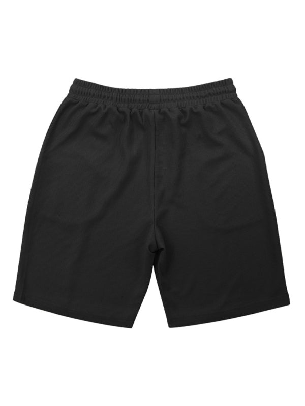 Men's new casual solid color shorts short-sleeve suit