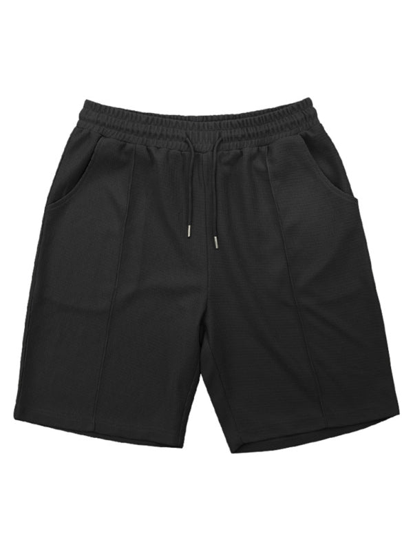 Men's new casual solid color shorts short-sleeve suit