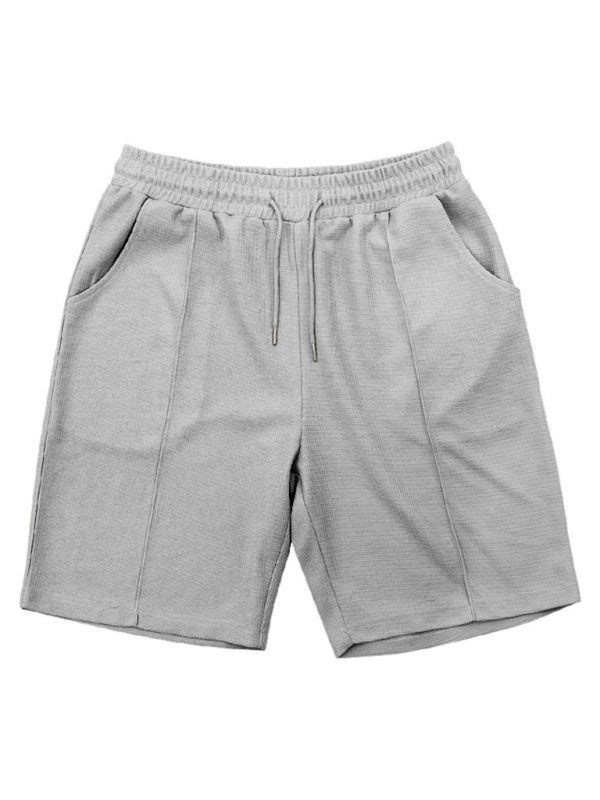 Men's new casual solid color shorts short-sleeve suit