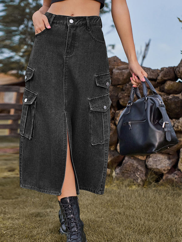 Elastic Waist Denim Casual Skirt