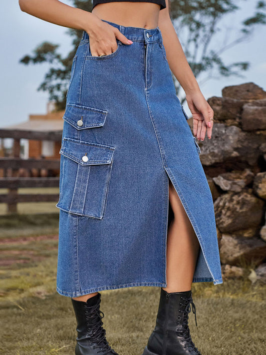 Elastic Waist Denim Casual Skirt