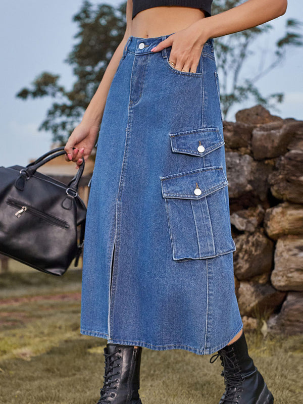 Elastic Waist Denim Casual Skirt