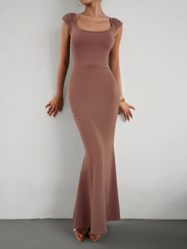 Women's New Slim Fit Sexy Square Neck Knitted Dress