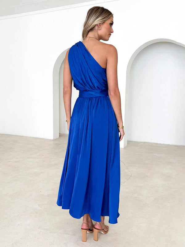 Women's One Shoulder Slim Waist Dress