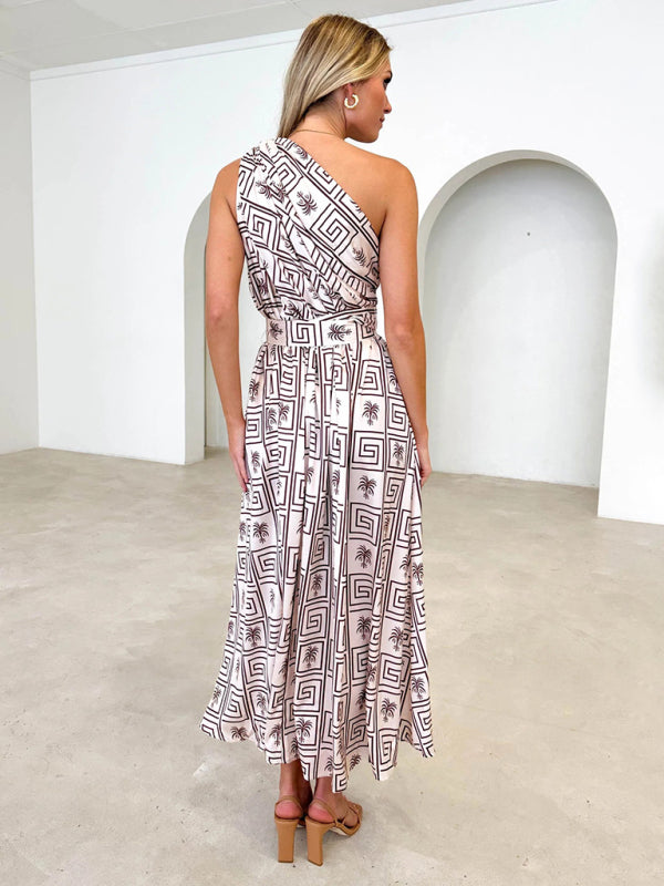 Women's One Shoulder Slim Waist Dress
