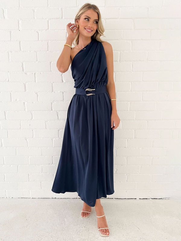 Women's One Shoulder Slim Waist Dress