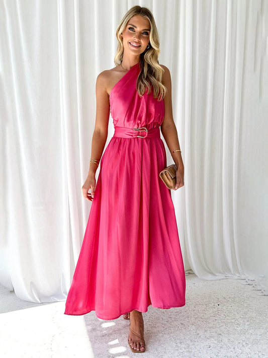 Women's One Shoulder Slim Waist Dress