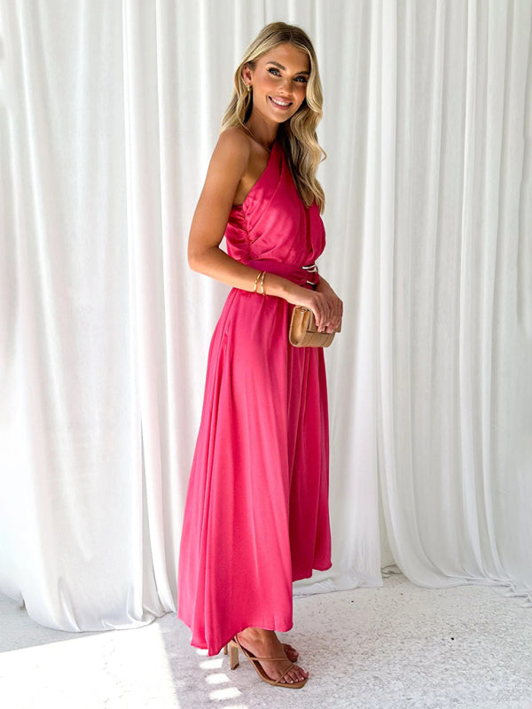 Women's One Shoulder Slim Waist Dress